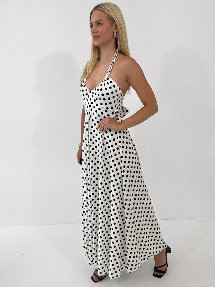 "Luciana Dots" schickes Kleid aus Viscose - weiß/schwarz