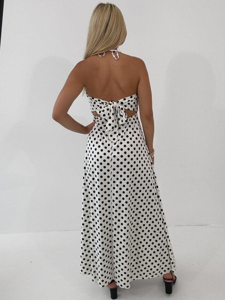 "Luciana Dots" schickes Kleid aus Viscose - weiß/schwarz