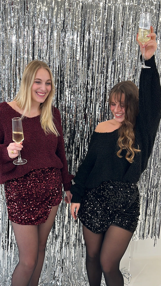 "Sequins" Pailletten Top - bordeaux