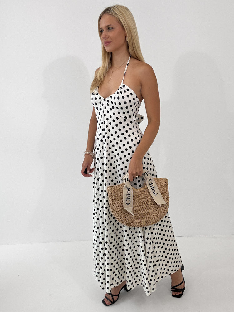 "Luciana Dots" schickes Kleid aus Viscose - weiß/schwarz