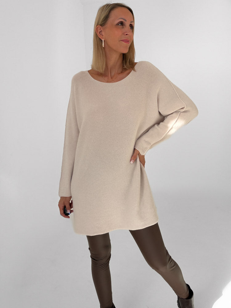"Vicenza Long" weicher Pullover mit Viscose - beige
