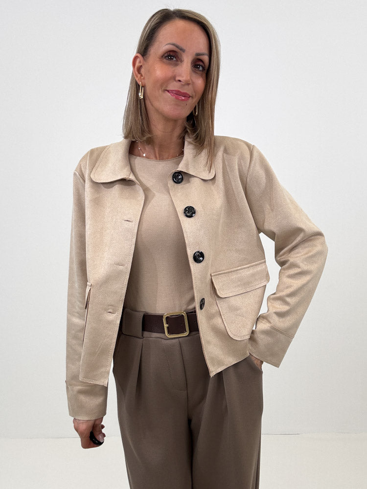 „Nelli“ Jacke in Velourleder Optik - beige
