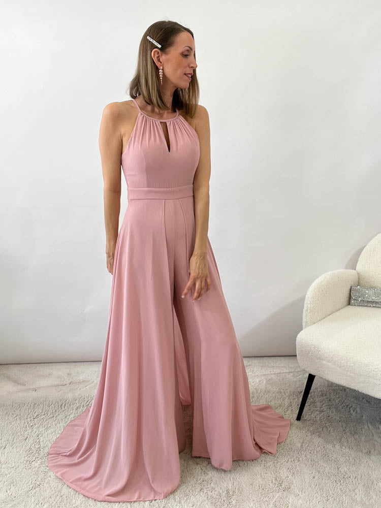 Langes elegantes Hosenkleid - rosa