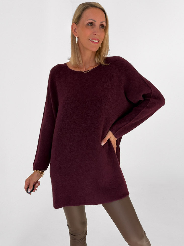 "Vicenza Long" weicher Pullover mit Viscose - plum