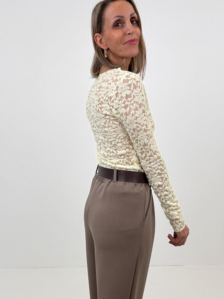 "Feral Lace" Shirt aus weicher Spitze - lemon ice