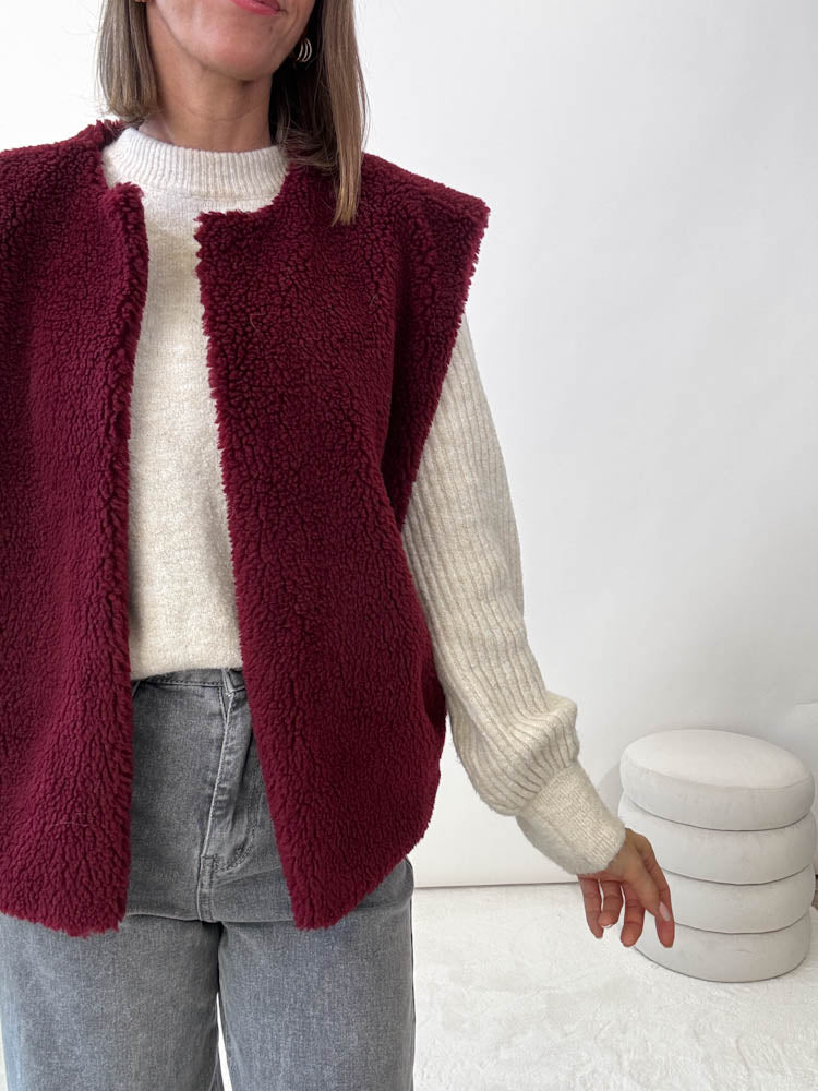 "Teddy Vest" süße Teddy Weste - bordeaux