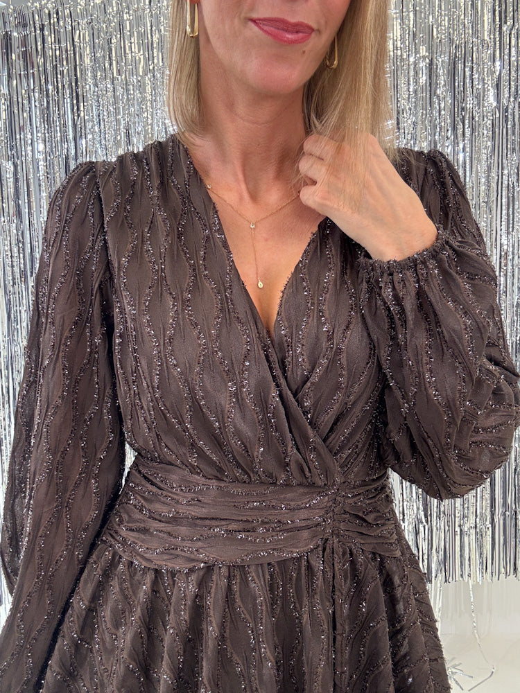 "Sparkle Dream" Kleid mit Glitzer - braun