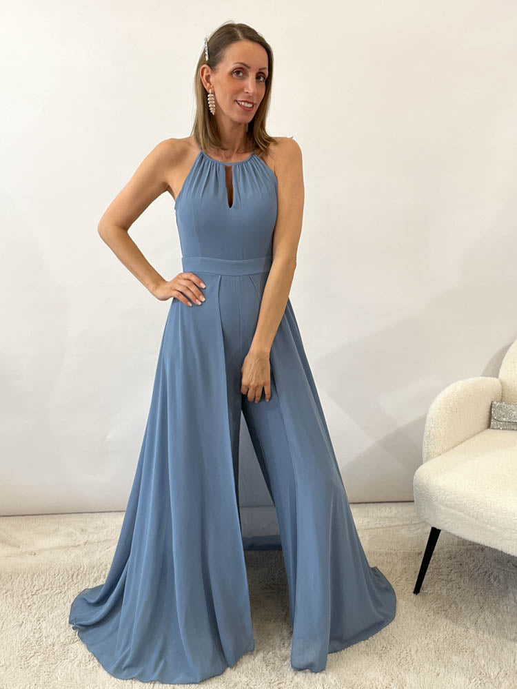 Langes elegantes Hosenkleid - blau