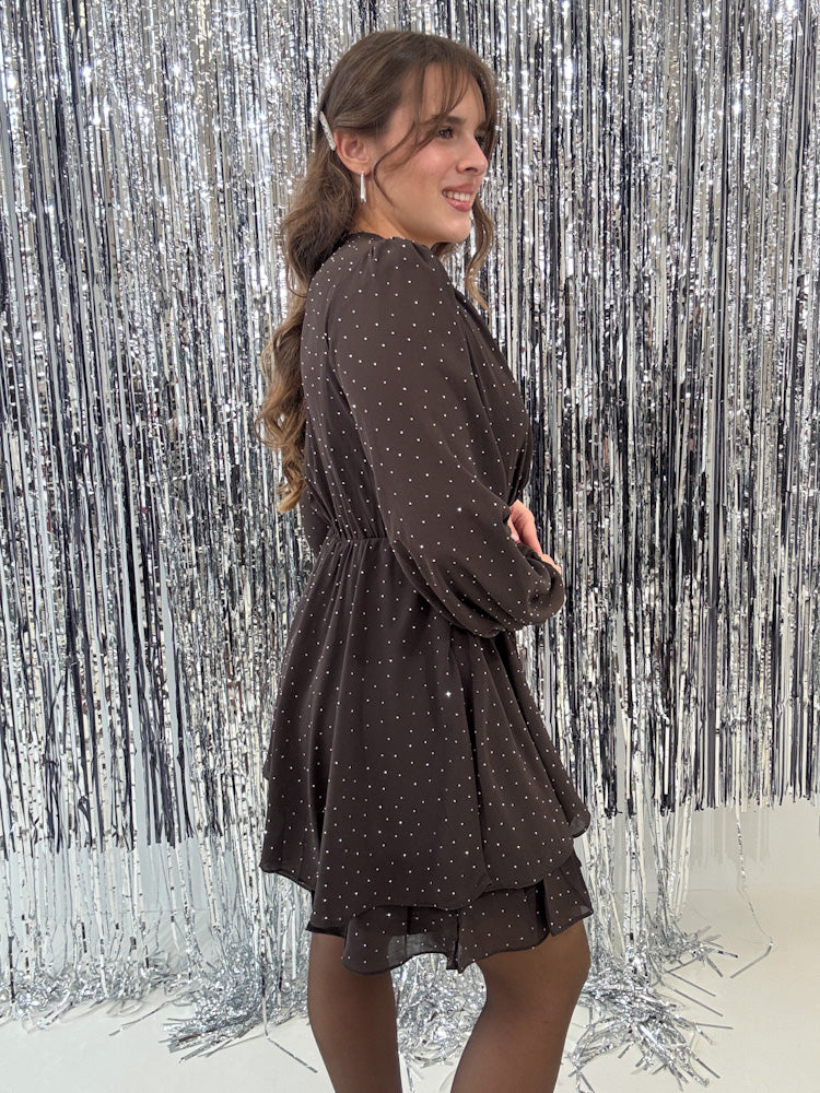"Soft Sparkle Dress" Kleid mit Glitzer - choco braun