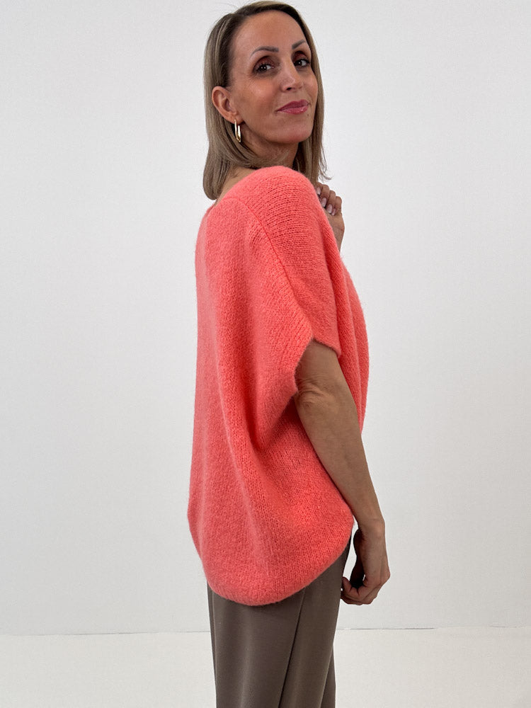 "Florida Vest" kuscheliger Cardigan mit Lana Wolle - coral