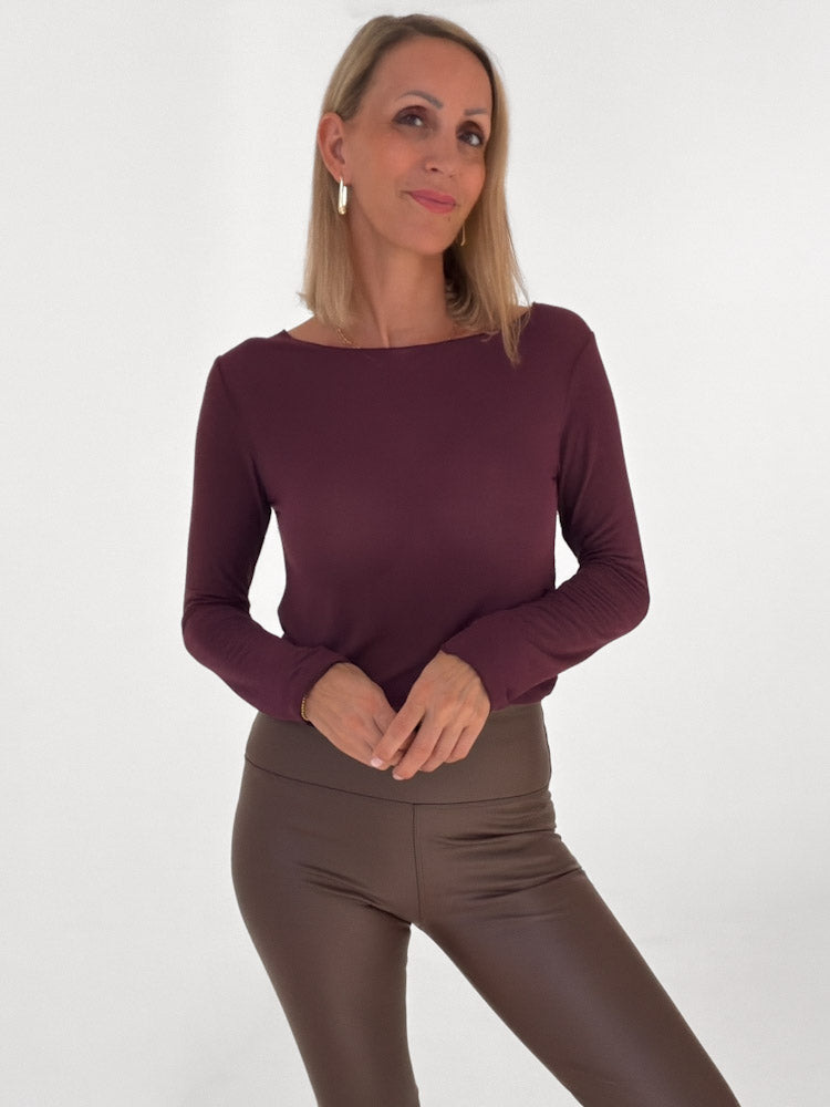 "Como" kuscheliges Cashmere Longshirt - bordeaux