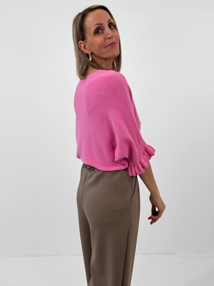 "Vicenza Volant" weicher Pullover mit Viscose - pink