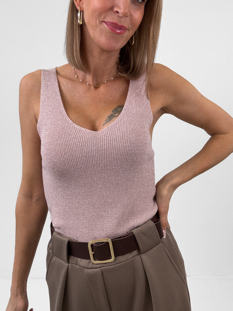 "Amy" weiches Glitzertop aus Viscose - rosa
