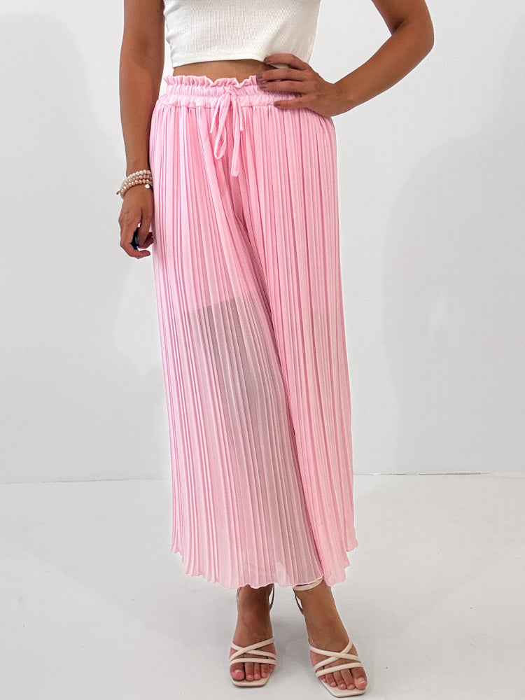 Plissee Culotte Hose - puderrosa