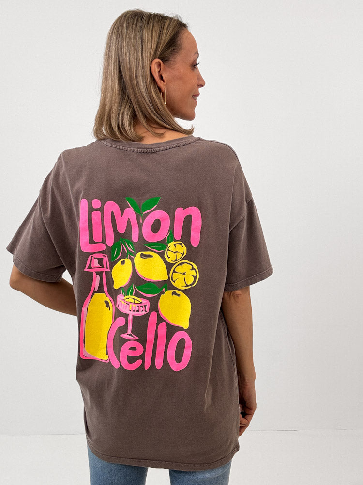 "Limon Cello" Shirt mit Statement - mocca