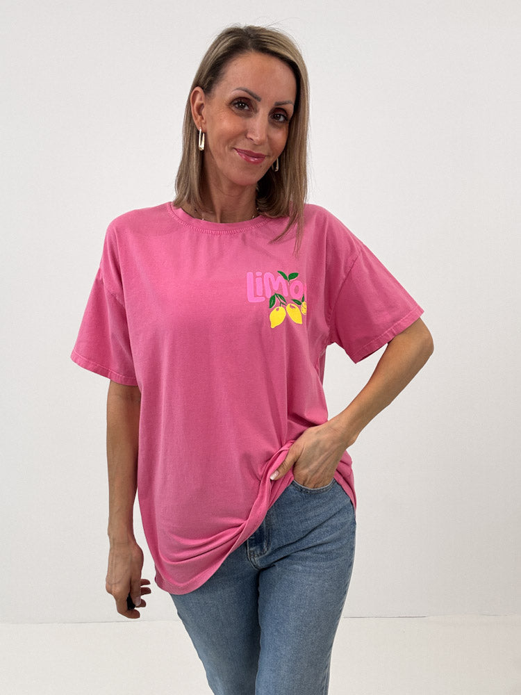 "Limon Cello" Shirt mit Statement - pink