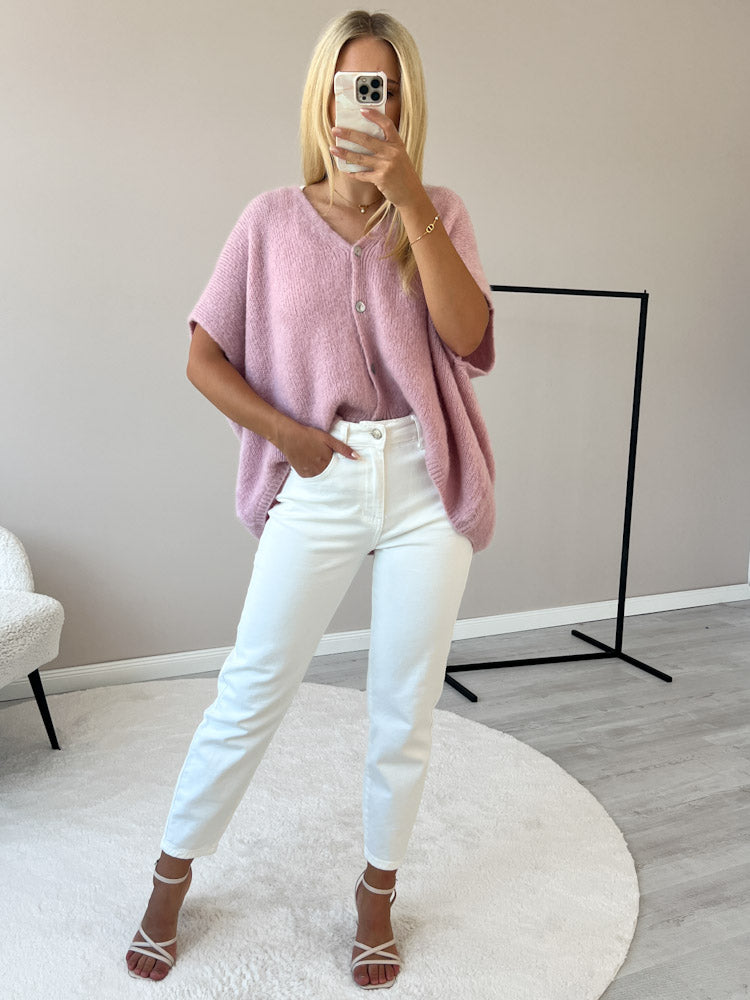 "Florida Vest" kuscheliger Cardigan mit Lana Wolle - softrosa