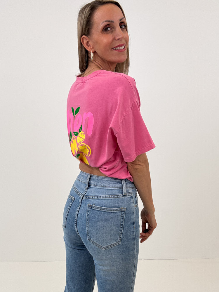 "Limon Cello" Shirt mit Statement - pink