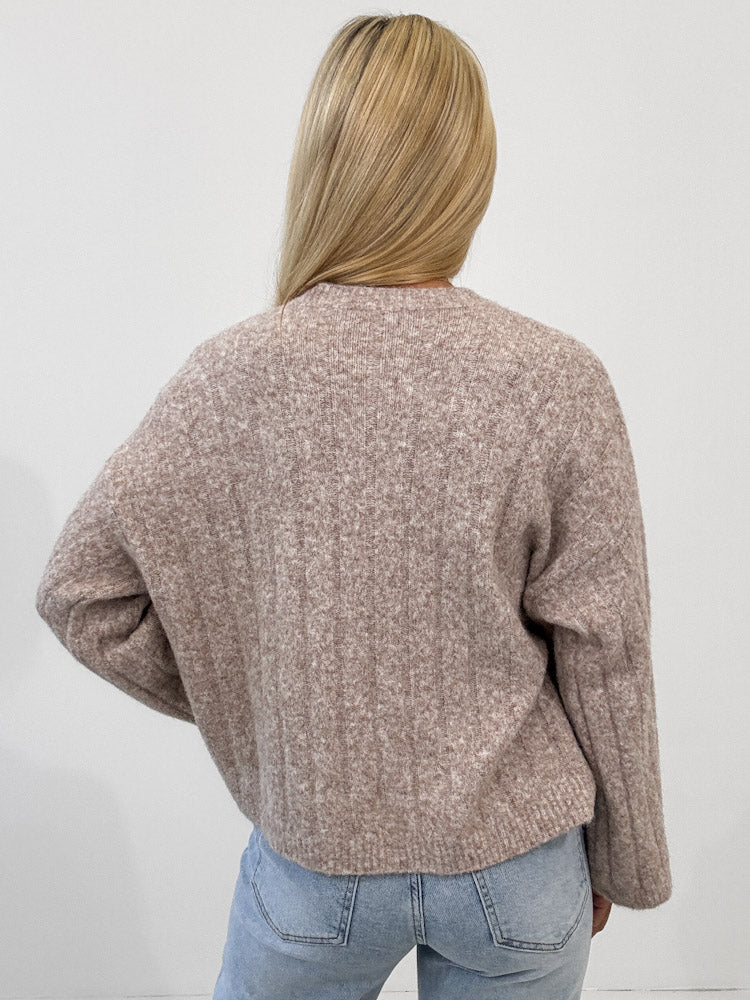 "Marbella" weicher Cardigan aus Lana Wolle - dk.beige