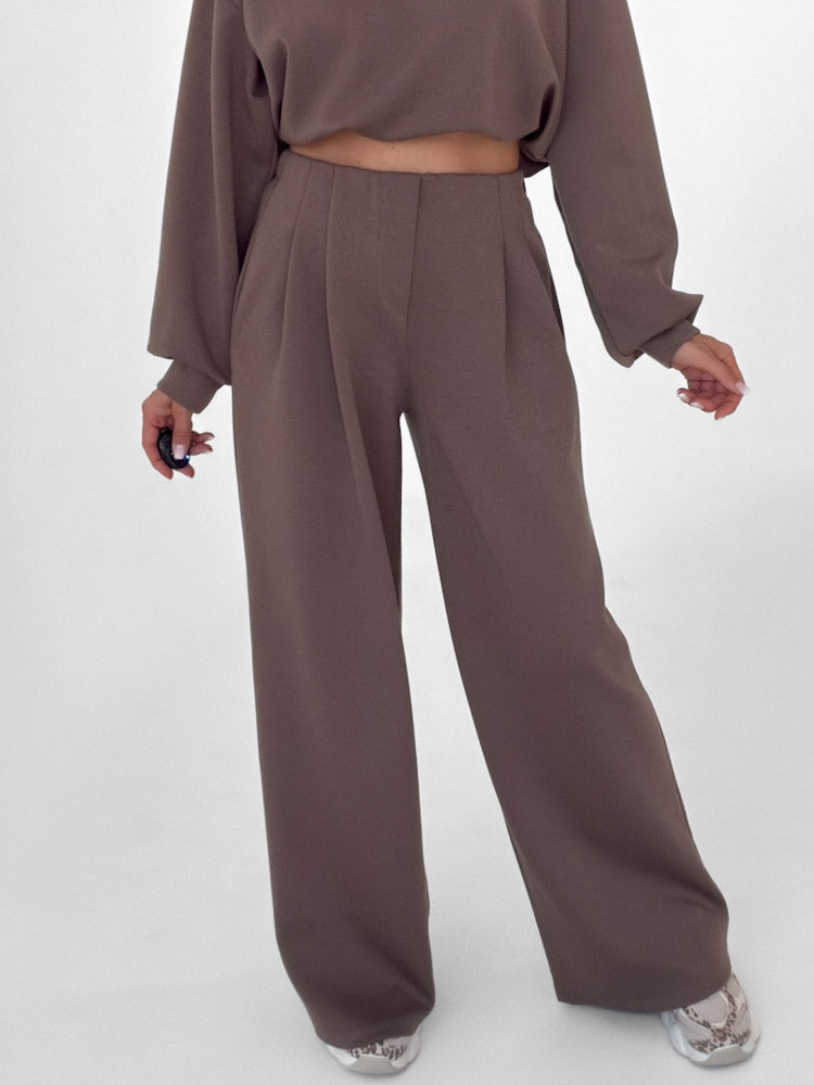 "Pari 2.0" elastische Hose aus Viskose - mocca
