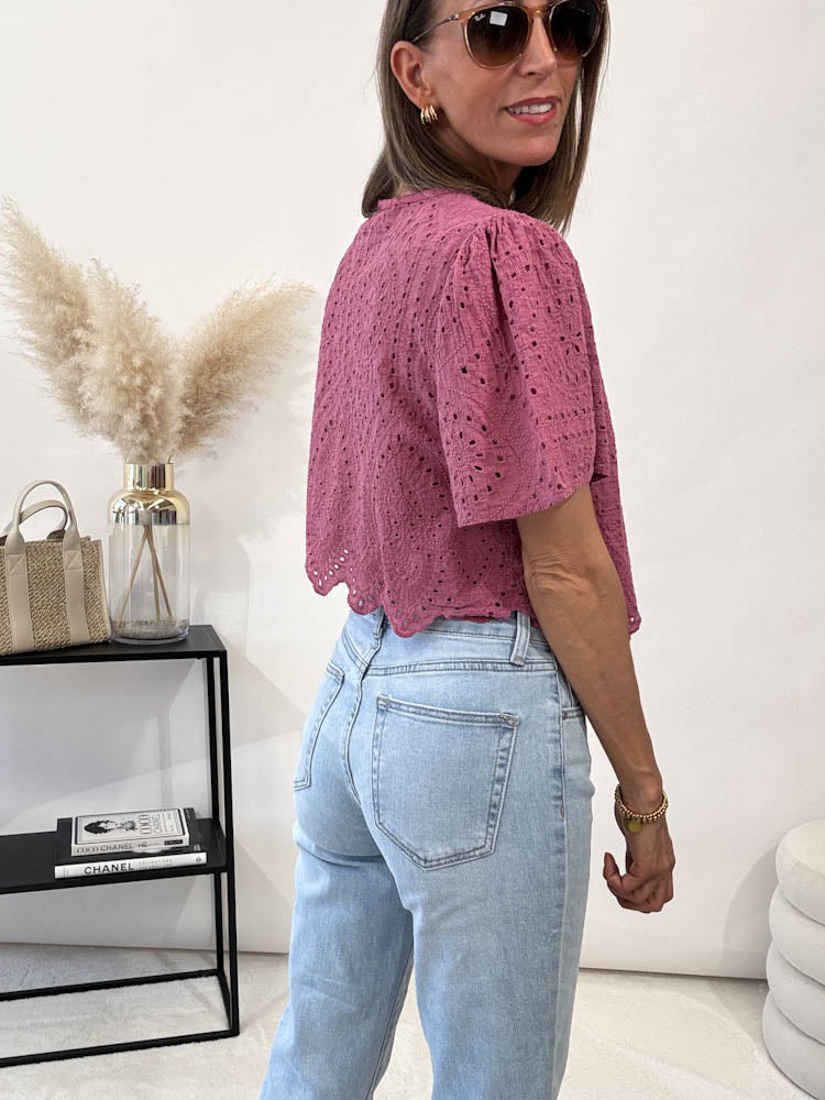 "Boho Bow" Bluse mit Schleifen - berry