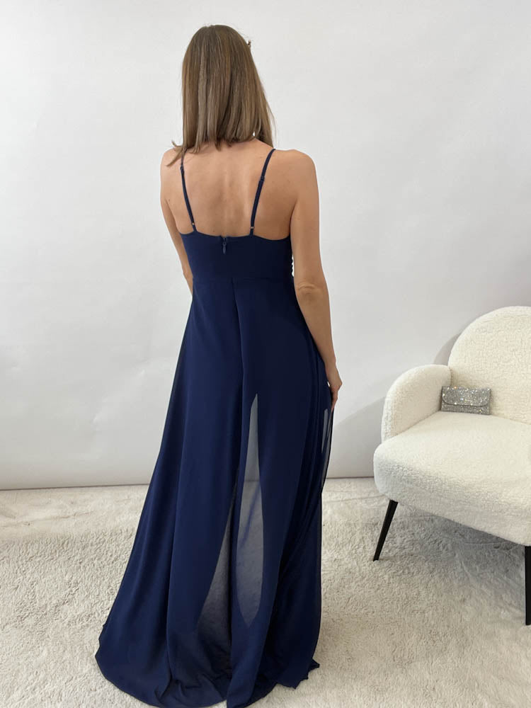 Langes elegantes Hosenkleid - marineblau