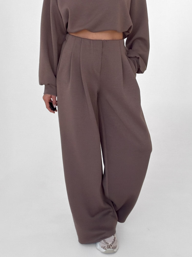 "Pari 2.0" elastische Hose aus Viskose - mocca
