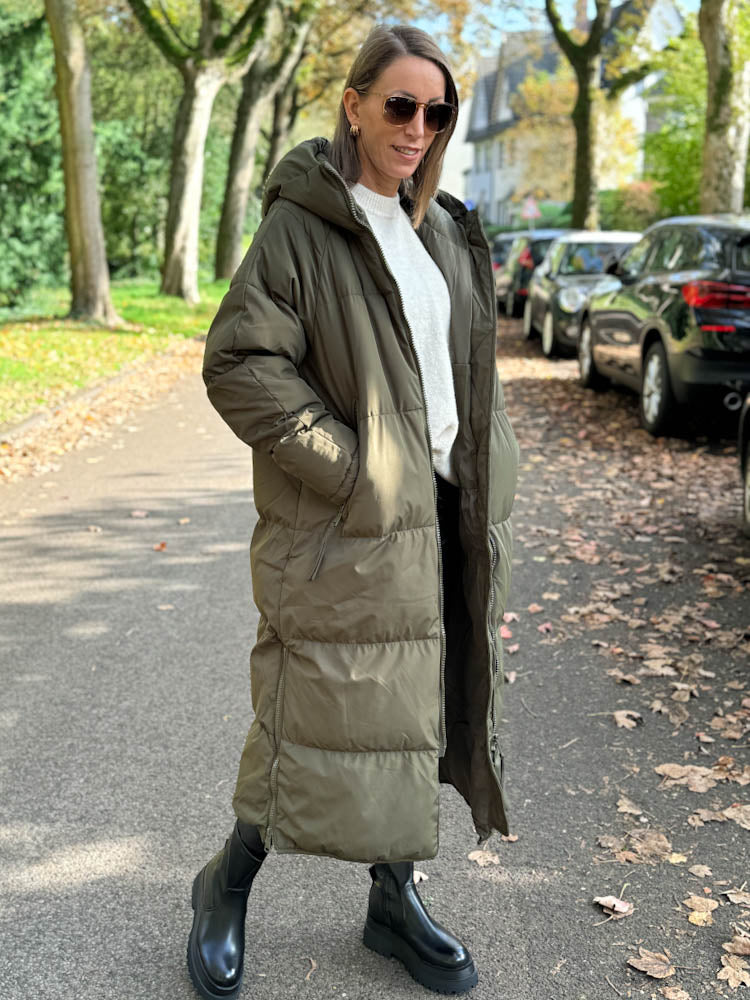 "Ohio" wattierte langer Wintermantel - khaki