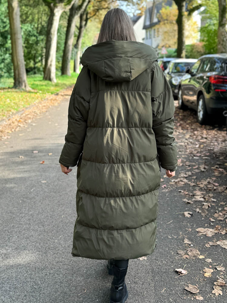 "Ohio" wattierte langer Wintermantel - khaki