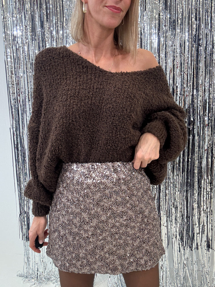 "Sparkle Skirt" Stretchrock mit Pailletten - bronze