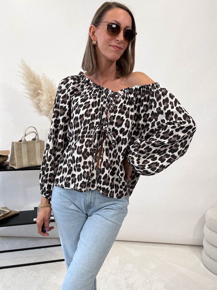 "Sweet Bow" Leo Cardigan mit Schleifen (Musselin) - weiss