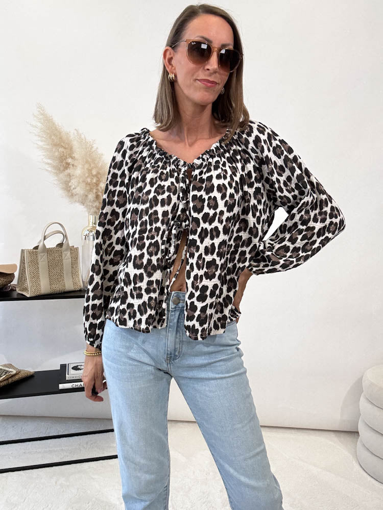 "Sweet Bow" Leo Cardigan mit Schleifen (Musselin) - weiss