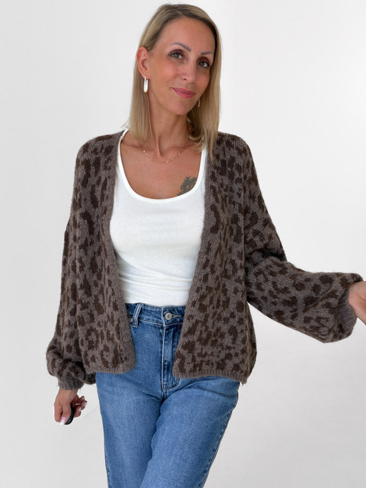 "Milano" kuscheliger Leo Cardigan - choco