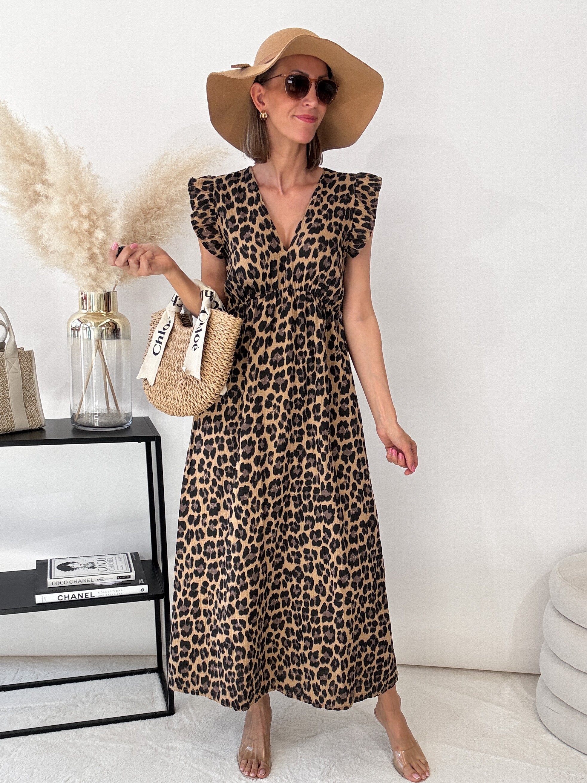 "Pianosa"- Leo Maxikleid aus Musselin - camel