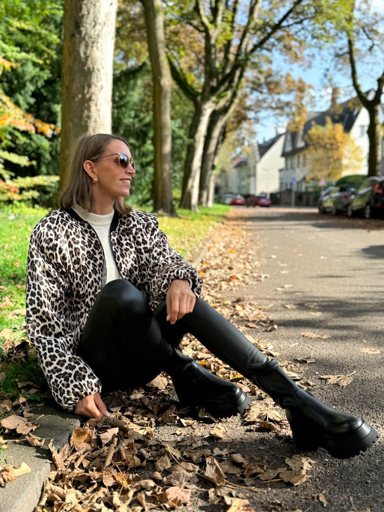 "Silk Leo" seidige Viskose Bomberjacke - beige