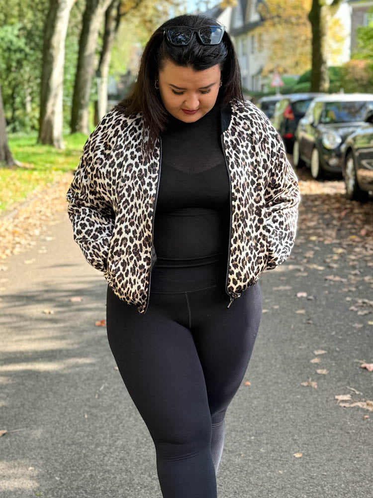 "Silk Leo" seidige Viskose Bomberjacke - beige