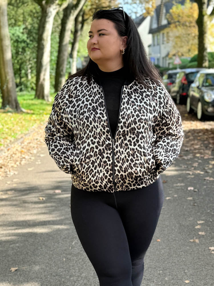 "Silk Leo" seidige Viskose Bomberjacke - beige