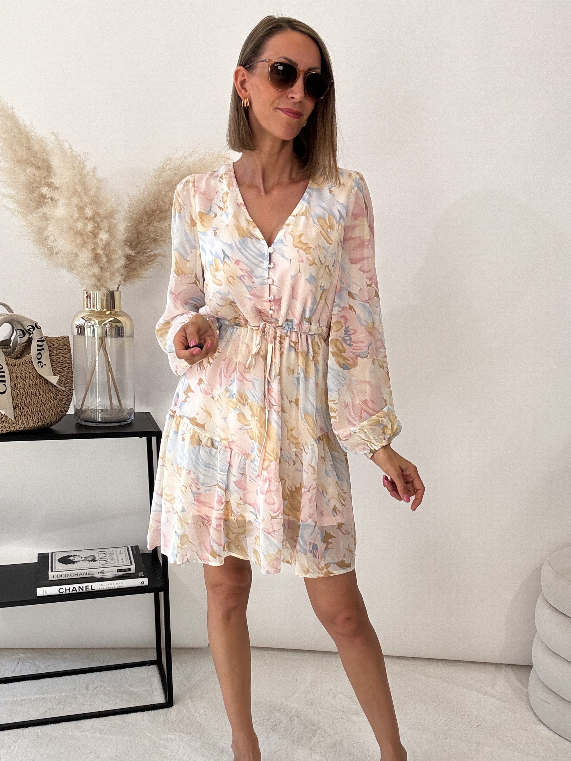 "Gloria" süßes Sommerkleid - beige/rosa