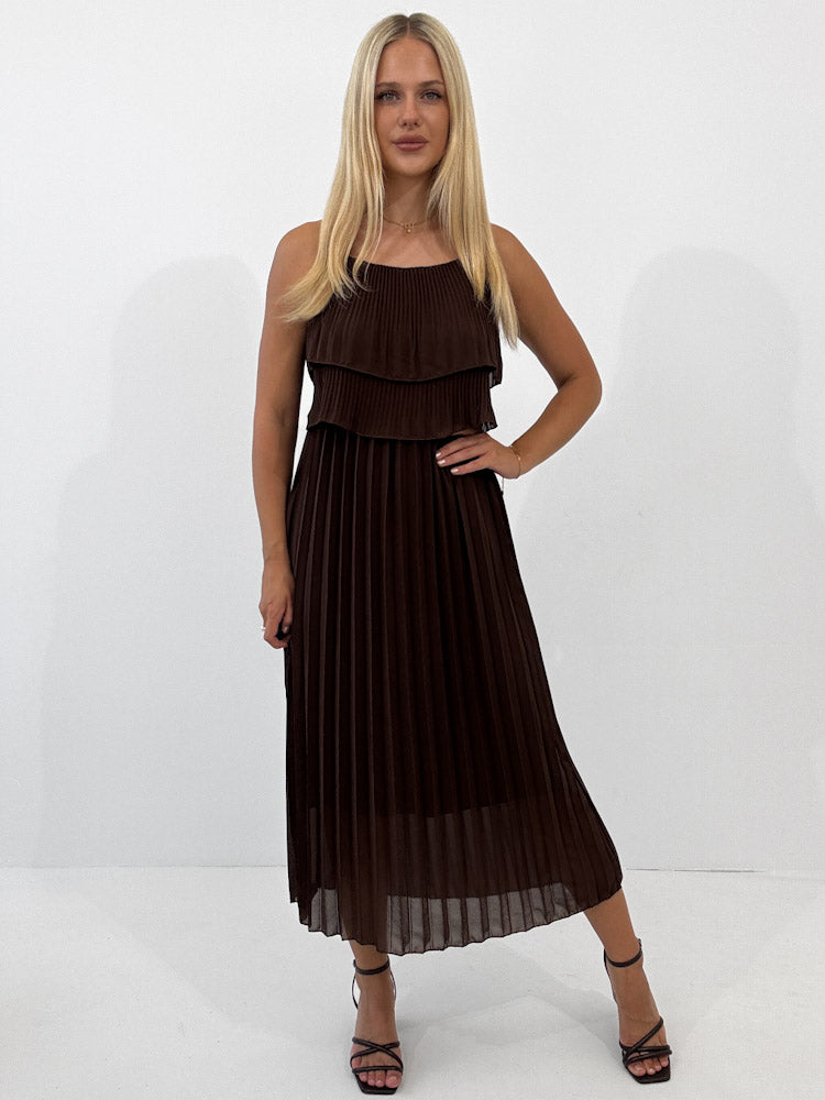 "Milano 2.0" Plissee Kleid - braun