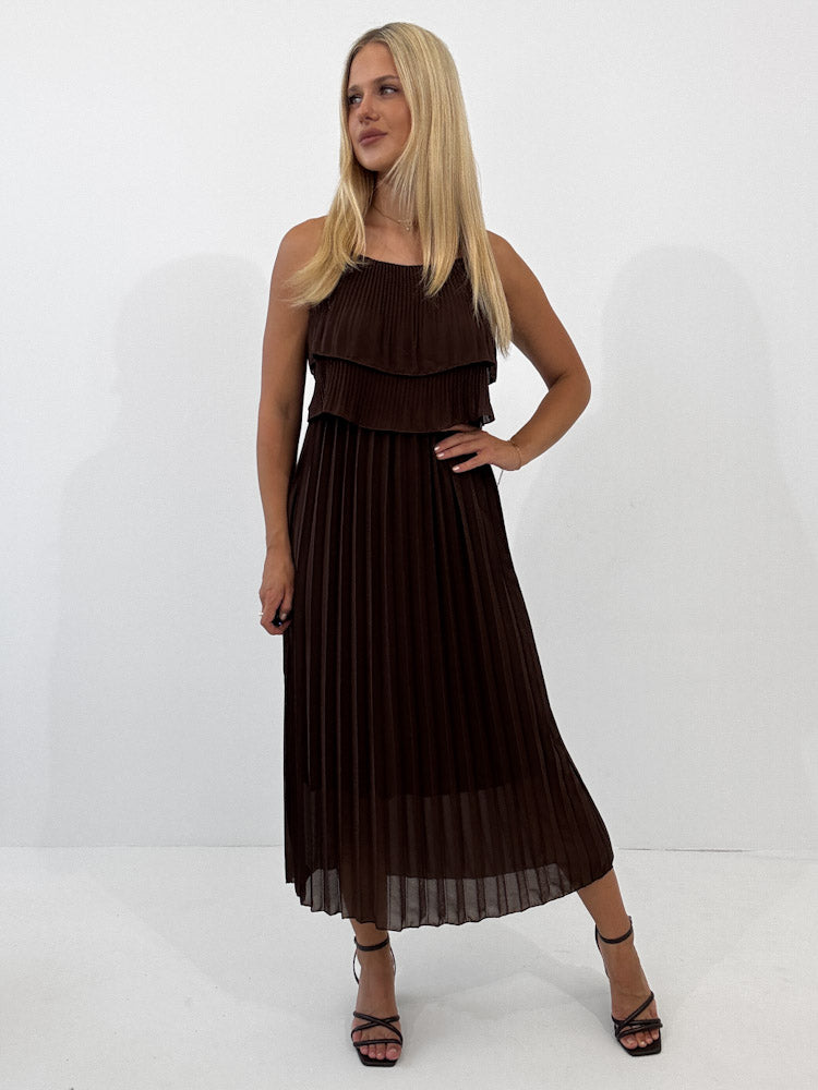 "Milano 2.0" Plissee Kleid - braun