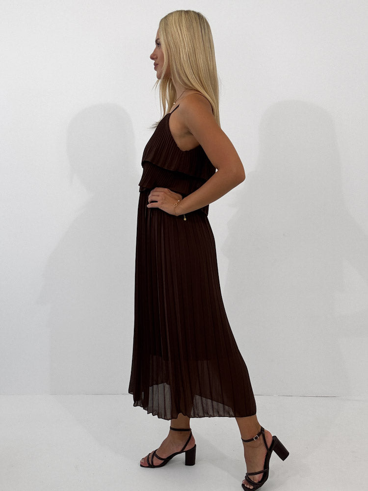 "Milano 2.0" Plissee Kleid - braun