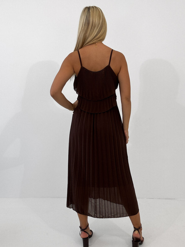 "Milano 2.0" Plissee Kleid - braun