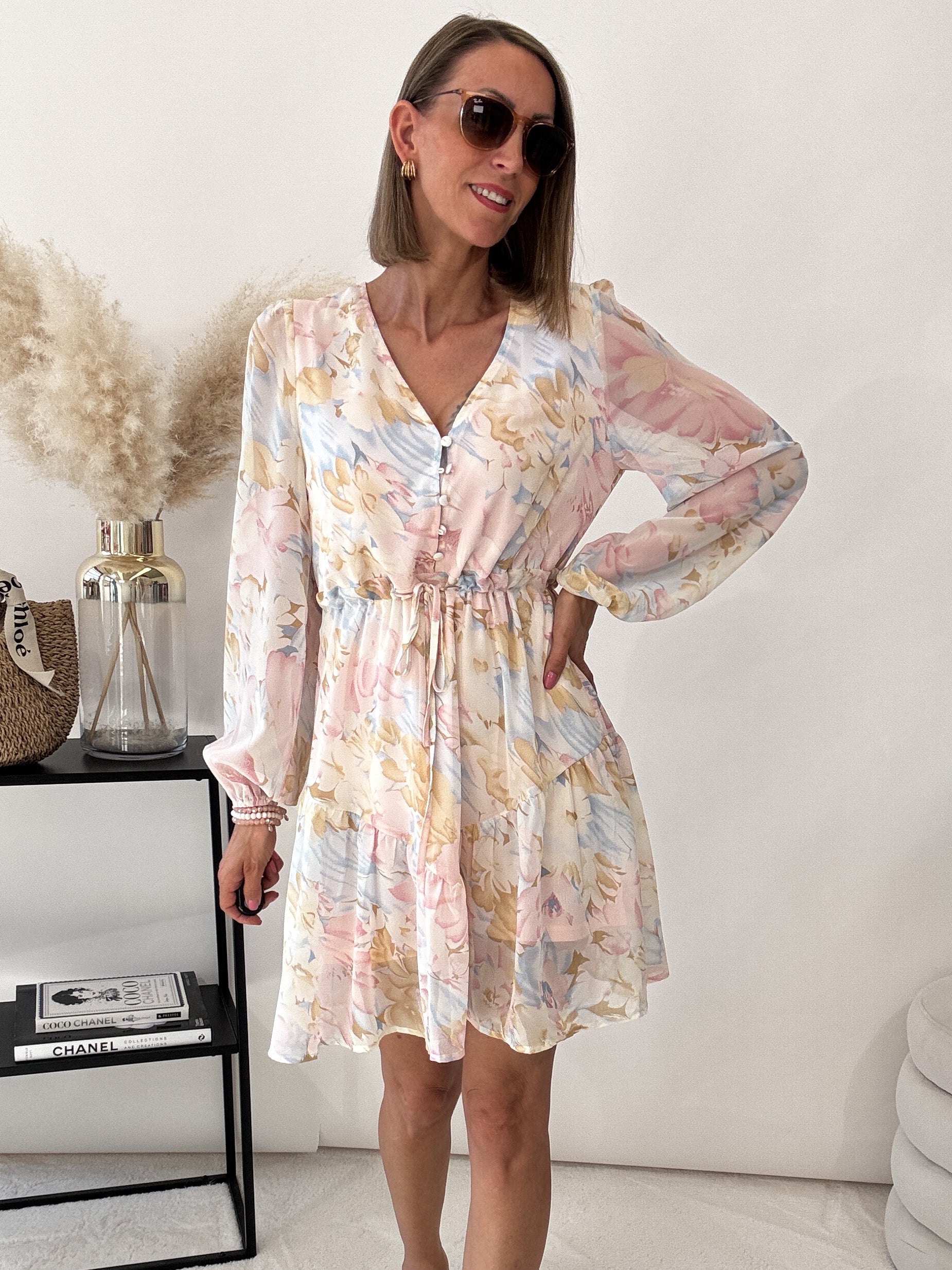 "Gloria" süßes Sommerkleid - beige/rosa
