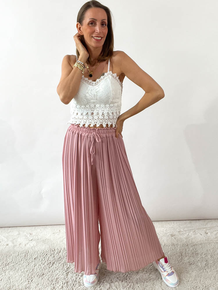 Plissee Culotte Hose - rosa