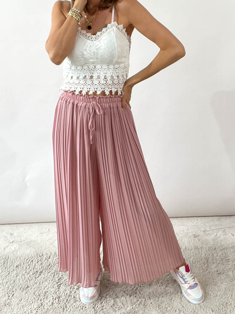 Plissee Culotte Hose - rosa