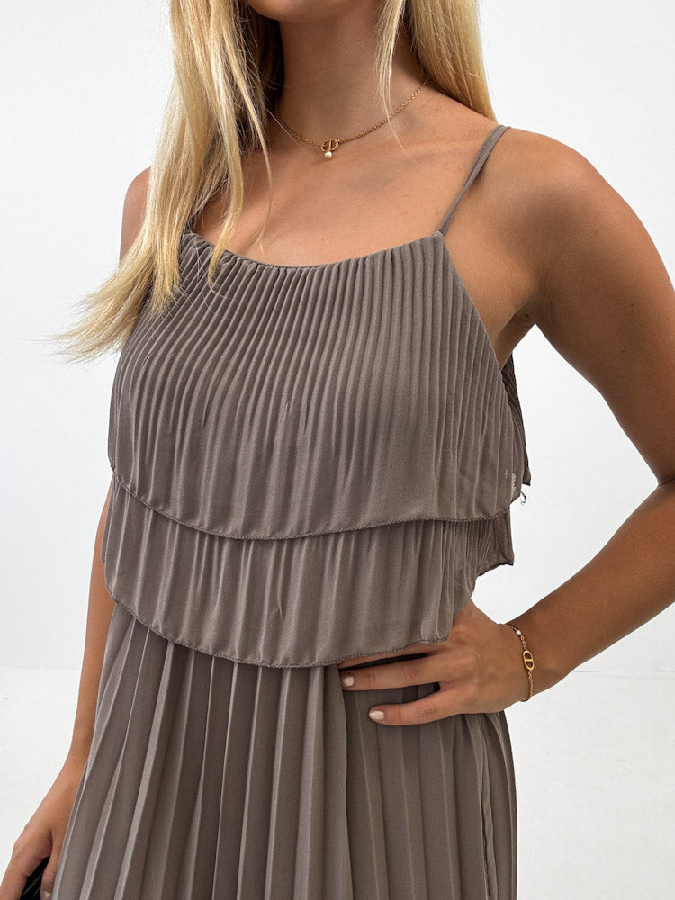 "Milano 2.0" Plissee Kleid - mocca