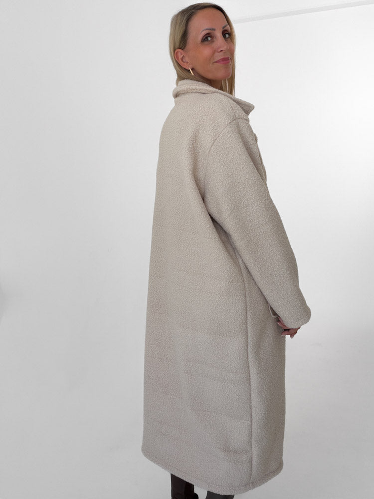 "Teddy" kuscheliger Mantel - beige