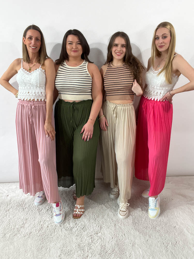 Plissee Culotte Hose - beere