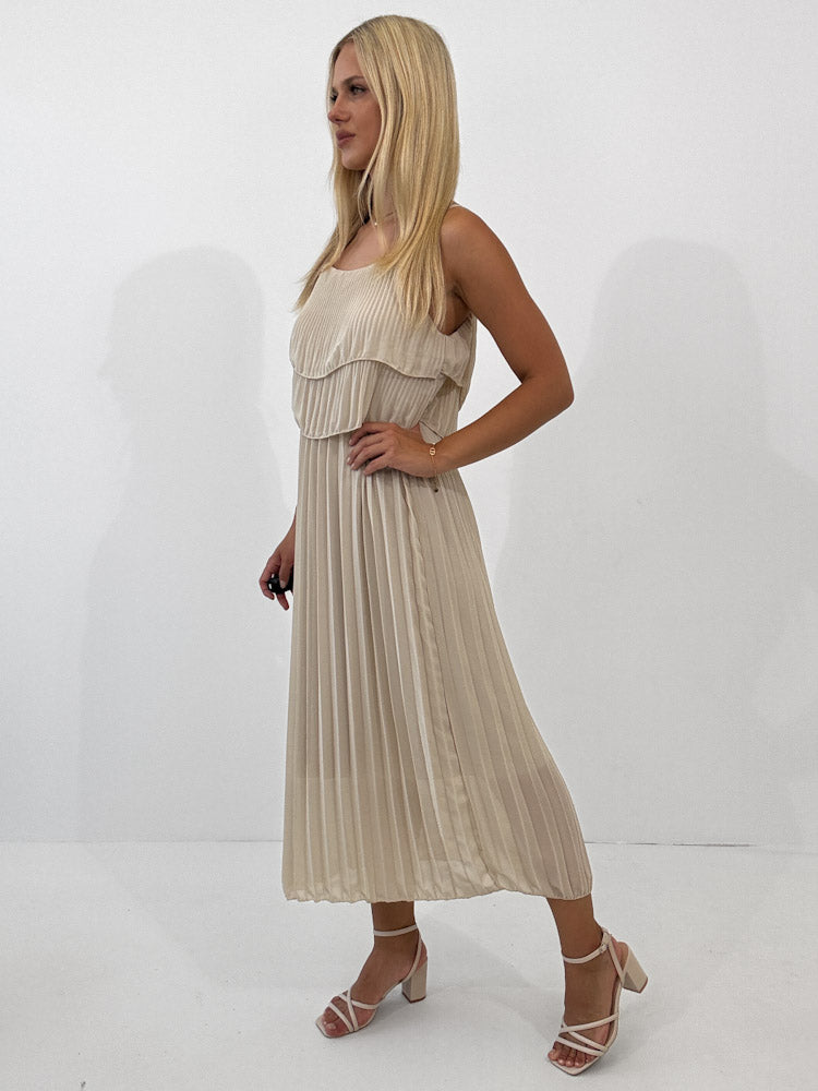 "Milano 2.0" Plissee Kleid - beige