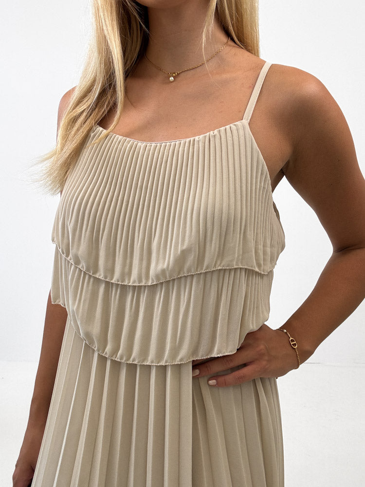 "Milano 2.0" Plissee Kleid - beige